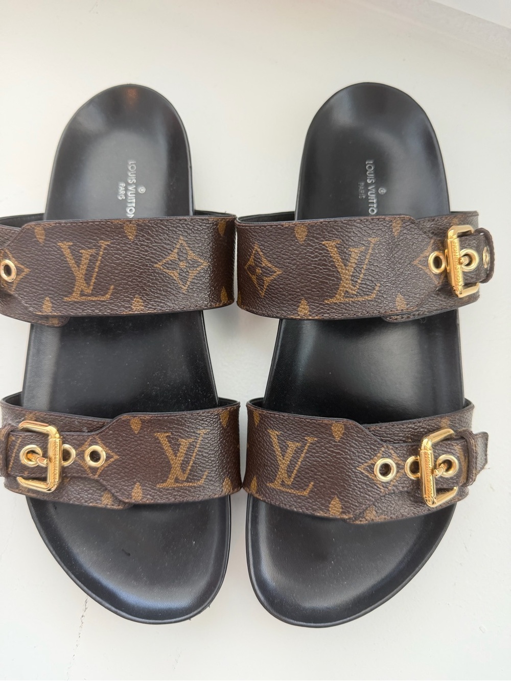 Louis Vuitton Bom Dia Flat Mule in Cacao Brown Size 39 (9) Luxury Resortwear